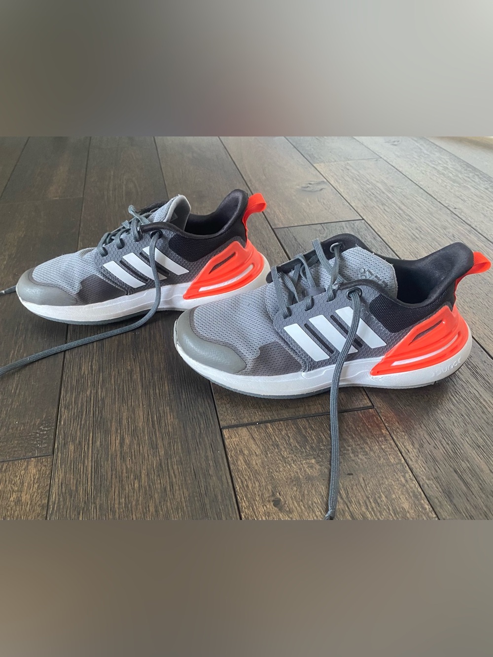 adidas Kids Grey and Bright Orange Athletic Sneakers